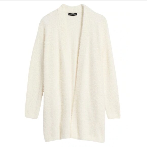 NWT Banana Republic Ivory White Fuzzy Long Cardigan Sweater Sz XXL - Picture 1 of 7
